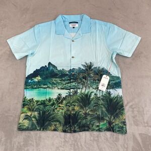 Roark Gonzo Hinano Shirt Men Large Blue Scenic AOP Island Classic Fit‎ SS NWT